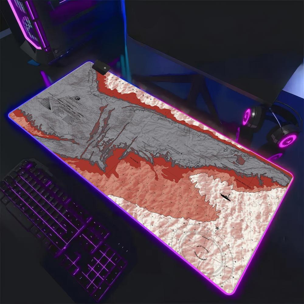 Mouse Pad Extended Rgb - ジョーズムービーオーシャンSマウスパッドRGB、ゲーミングマットLEDマウスパッド、拡張型、大型RGBマット、ソフトパッド、デスクマット、グローイングパッド