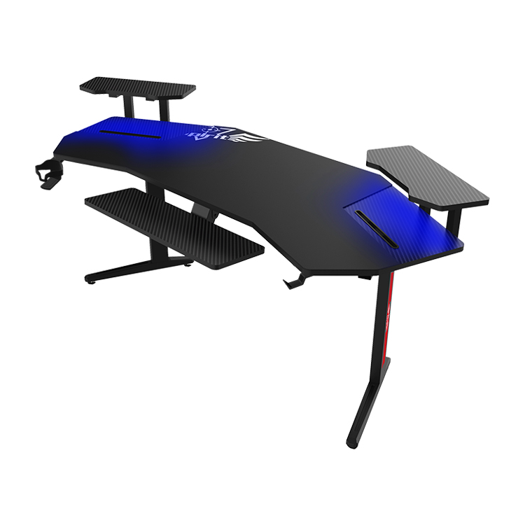 Esports Gamer - 70インチ大型RGB LEDライト搭載eスポーツコンピューターゲーミングデスク、ブラックメタルコーナーPCゲーマーデスク（デスクトップRGB LEDライト付き）
