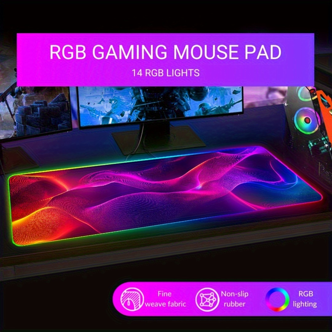 RGB LED カラフルウェーブ大型ゲーミングマウスパッド、 - Mouse Pad Extended Rgb のレビューと価格