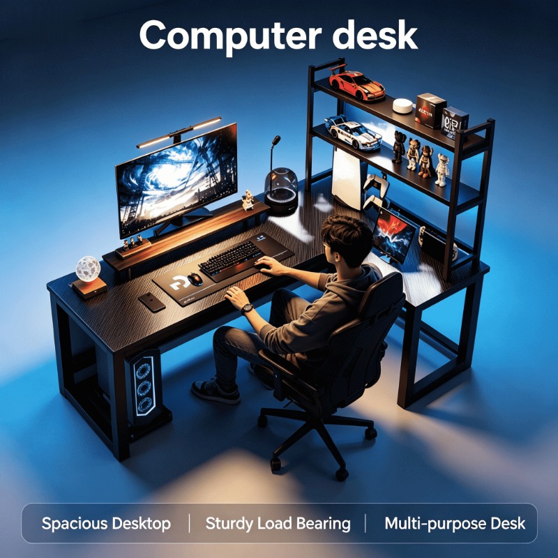 高さ調節可能なL字型コーナーコンピューターゲーミングデスク、 - Esports Gaming Furniture のレビューと価格